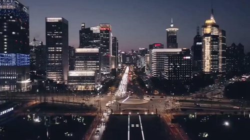 航空照片记录了城市的夜景
