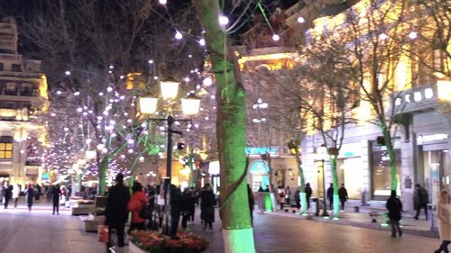 哈尔滨的冬天——中央大街的夜景
